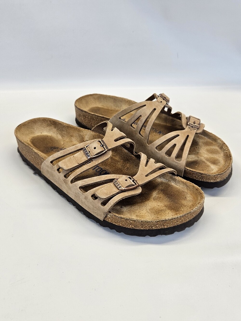 Birkenstock Grenada Sandals Tan Beige Womens 9 40 Mens 7 Leather Buckles